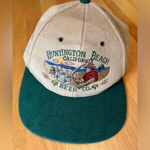 Huntington Beach California Beer Co. Baseball Hat Green and Tan
